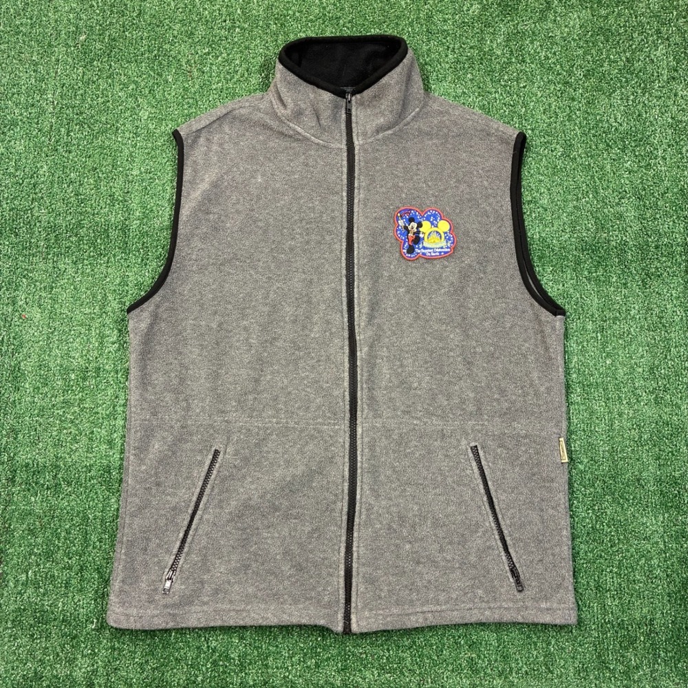 Vintage 2000's Embroidered Disney Mickey Mouse Fleece Vest Grey XL